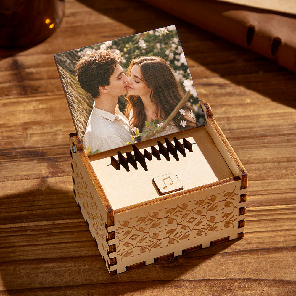 Custom Digital Music Box Any song Tune or Voice Personalized Wooden Photo Music Box with Text Anniversary Gifts