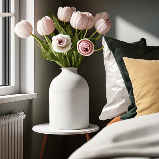 Matte Black Metal Vase – Modern Minimalist Flower Vase for Dried Flowers