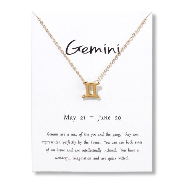 Birthday Gifts 12 Constellation Zodiac Pendant Necklace With White Card