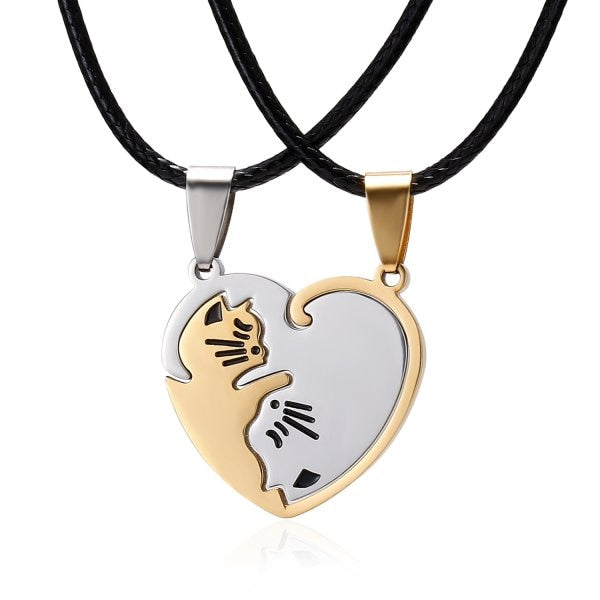 Couple Necklace Broken Heart – 2-Piece Key & Locket Pendant for Parents, Friends, or Lovers