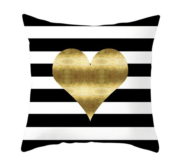 Black White Heart Cushion Cover Arrow I Love You Letters Happy Valentine Pillow Covers Gifts for Couples Valentine's Decoration