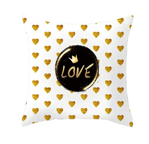 Black White Heart Cushion Cover Arrow I Love You Letters Happy Valentine Pillow Covers Gifts for Couples Valentine's Decoration