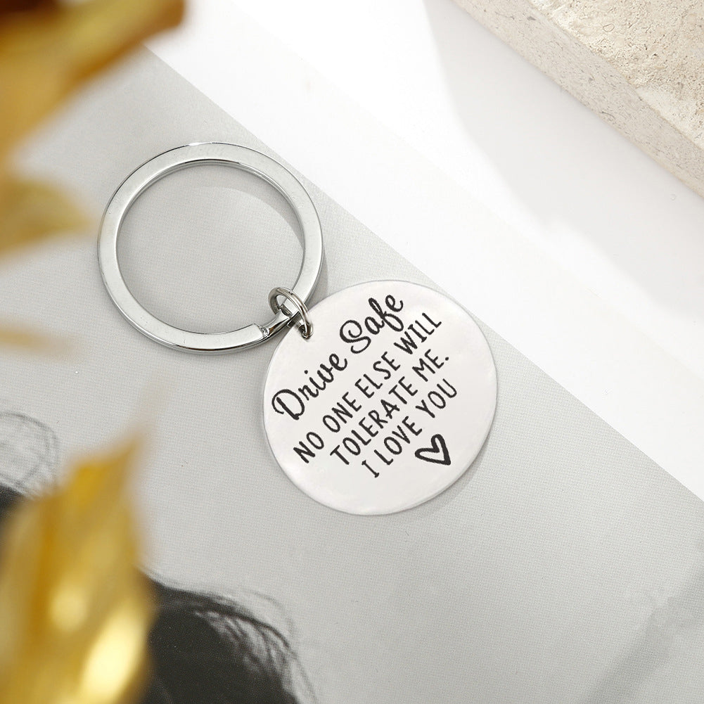 Driving safety stainless steel keychain Couple boyfriend girlfriend gift