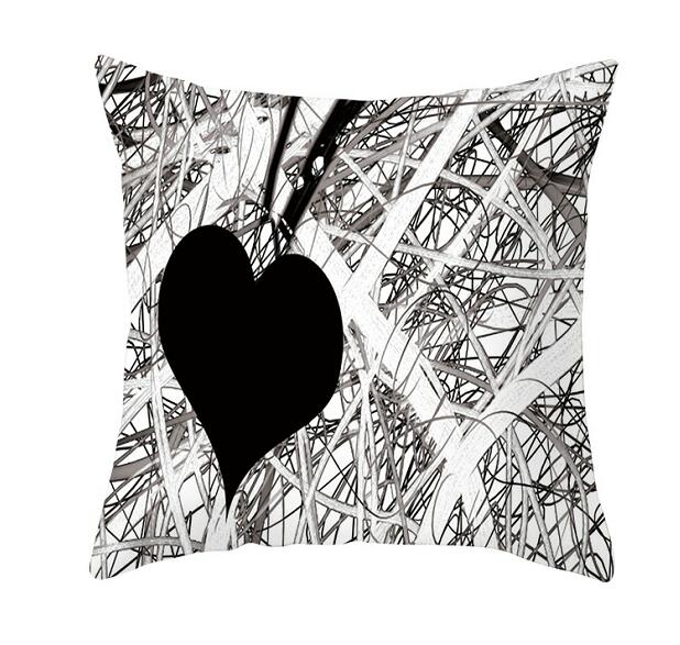 Black White Heart Cushion Cover Arrow I Love You Letters Happy Valentine Pillow Covers Gifts for Couples Valentine's Decoration