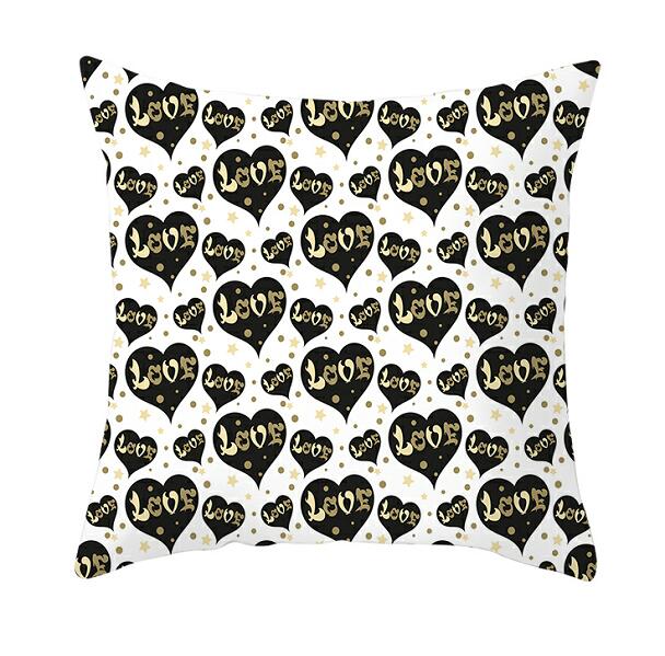 Black White Heart Cushion Cover Arrow I Love You Letters Happy Valentine Pillow Covers Gifts for Couples Valentine's Decoration
