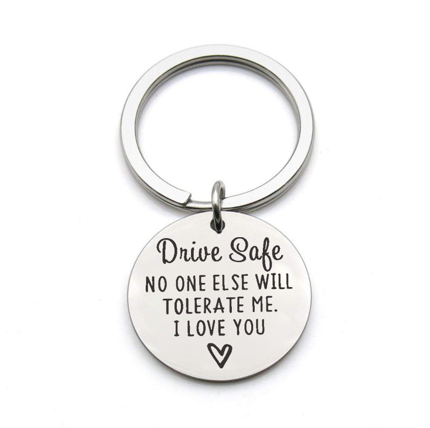 Driving safety stainless steel keychain Couple boyfriend girlfriend gift