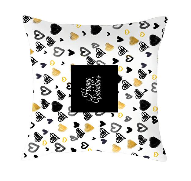 Black White Heart Cushion Cover Arrow I Love You Letters Happy Valentine Pillow Covers Gifts for Couples Valentine's Decoration