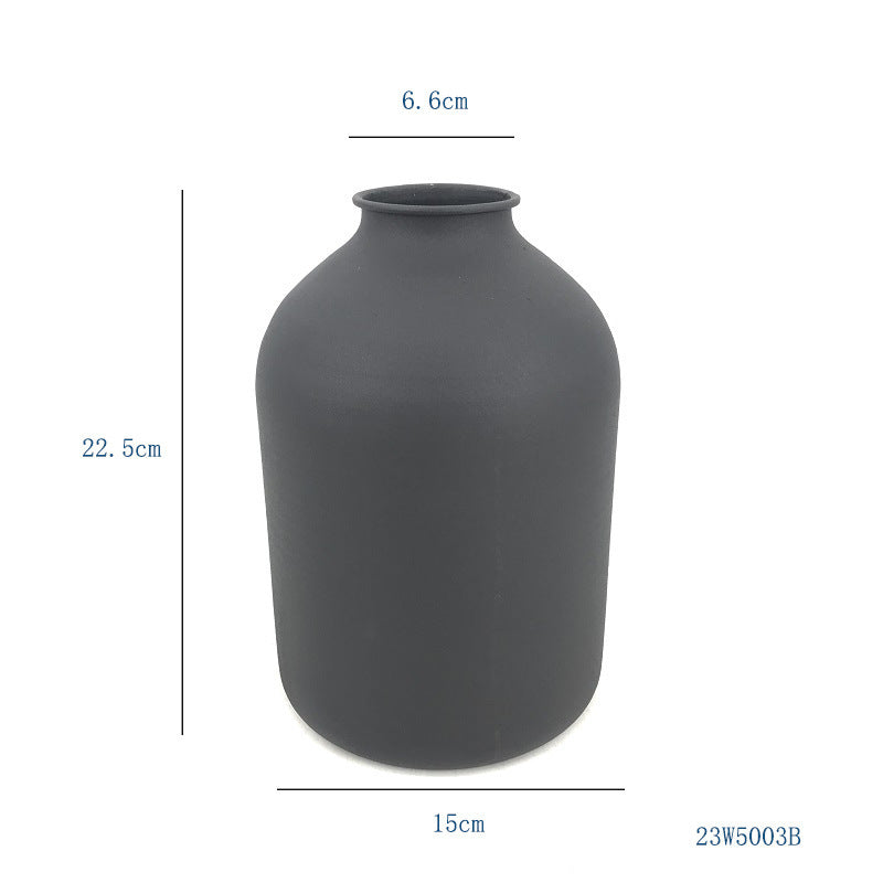 Matte Black Metal Vase – Modern Minimalist Flower Vase for Dried Flowers