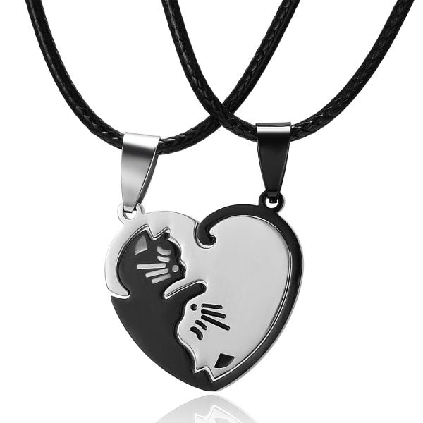 Couple Necklace Broken Heart – 2-Piece Key & Locket Pendant for Parents, Friends, or Lovers