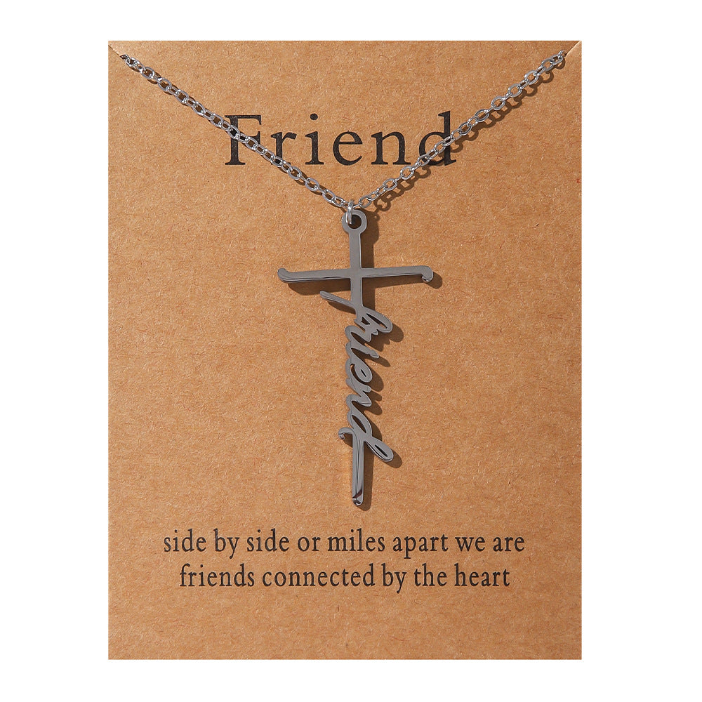 Faith Religious Gift Stainless Steel Cross Collarbone Chain Sweater Chain