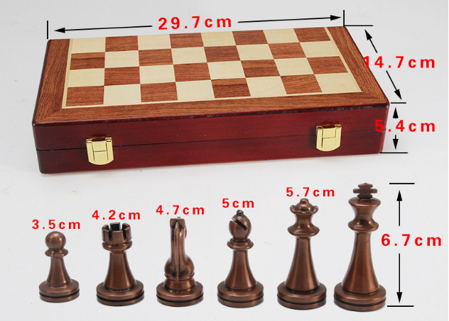 Chess Deluxe Gift Box – Metal Bronze Folding Board Game, Perfect Chess Gifts for Friends & Family