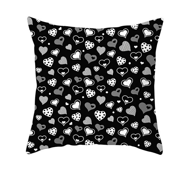 Black White Heart Cushion Cover Arrow I Love You Letters Happy Valentine Pillow Covers Gifts for Couples Valentine's Decoration