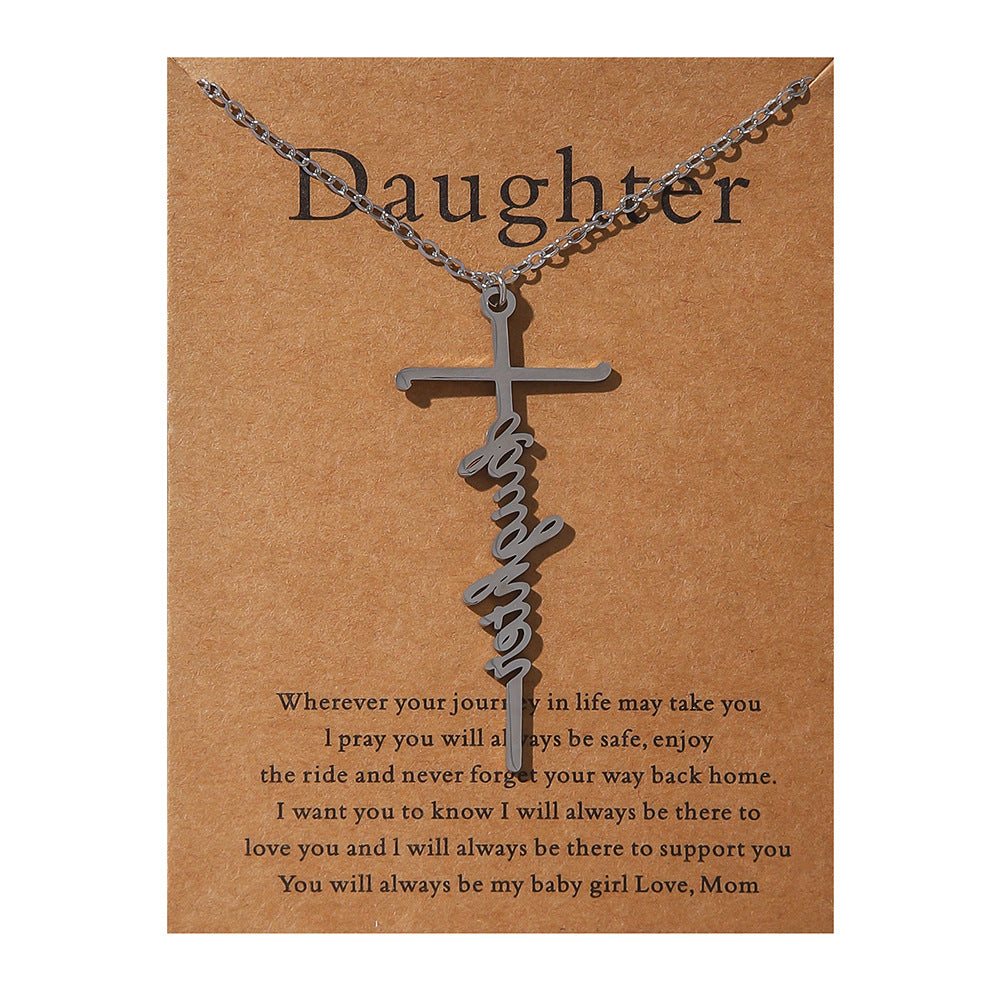 Faith Religious Gift Stainless Steel Cross Collarbone Chain Sweater Chain
