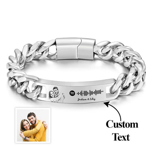 Personalized Spotify Code Bracelet with Photo Anniversary Gift